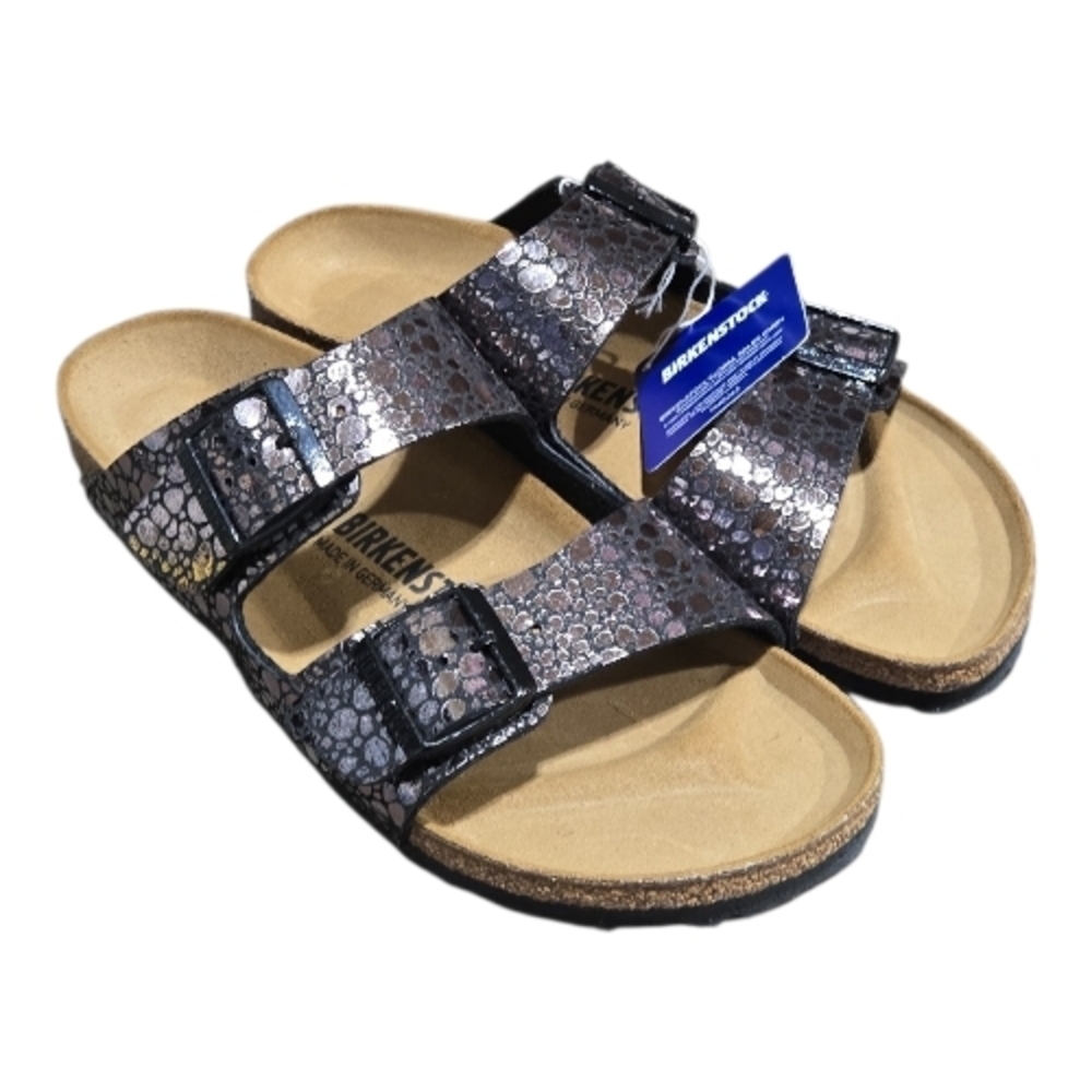 Birkenstock Arizona Sandals Womens Size 10 Black Metallic Stone Narrow EU41